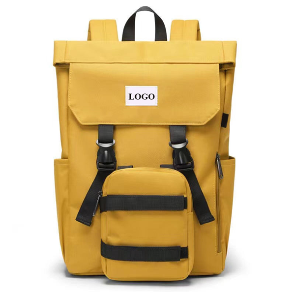 Durable Recycled Pet Laptop Travel Backpack With Detachable Pouch Large Roll Top College School Backpacks 