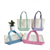 Wholesale Custom Embroidery Logo Reusable Plain Blank Small Mini Mint Blue Pink Candy Color Gift Cotton Canvas Shopping Tote Bag