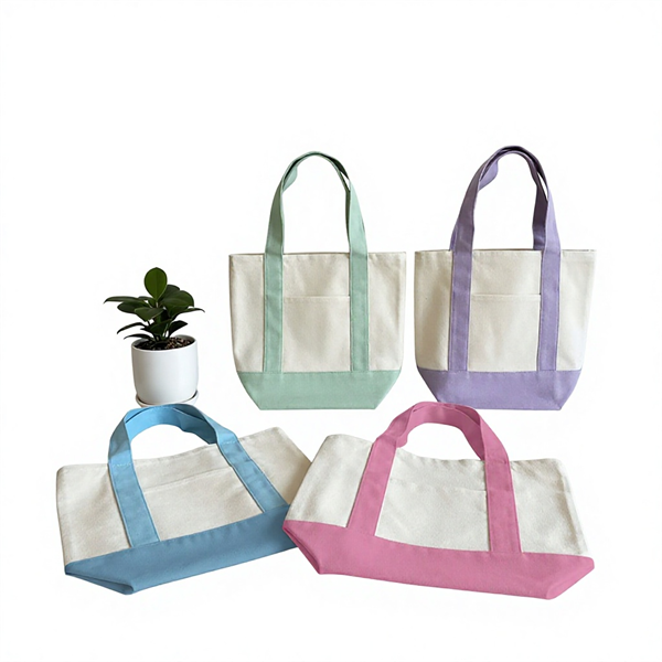Wholesale Custom Embroidery Logo Reusable Plain Blank Small Mini Mint Blue Pink Candy Color Gift Cotton Canvas Shopping Tote Bag