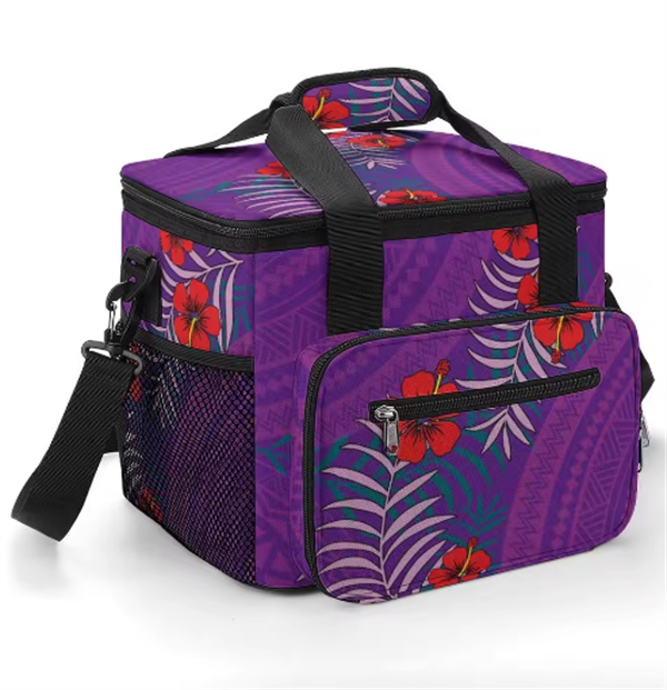 Hot Custom Samoan Tribes Beach Breast Lunch Bag Print on Demand Polynesian Flowers Camping Ice Pack Oxford Lunch Bag