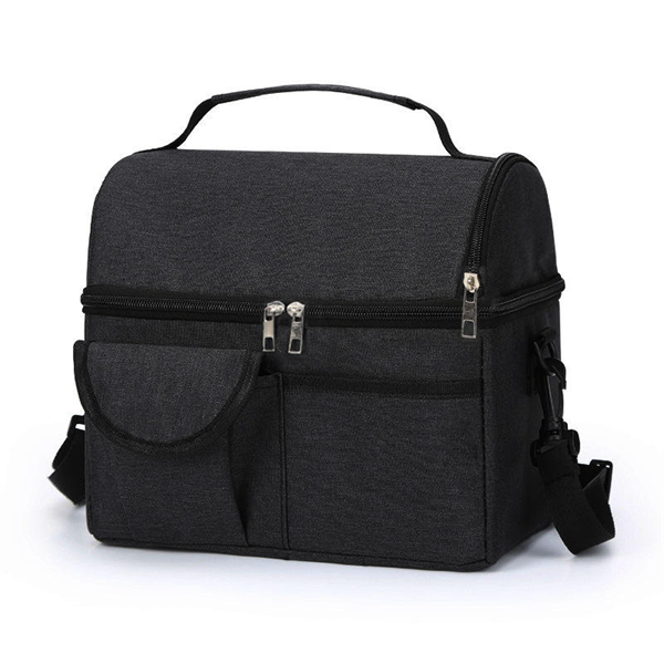 Double Layer Cationic Cooler Bag Large Capacity Insulated Lunch Bag With Shoulder Strap For Outdoor Breast Milk Storage