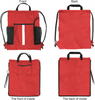 Red Drawstring Backpack Gymsack Bag with Shoe Compartment and Two Side Mesh Pockets Lightweight Durable Sports