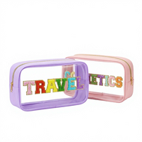 Custom Promotional Transparent PVC Fashionable Travel Cosmetic Makeup Bag Pouch Waterproof for Toiletry Storage Zip Closure
