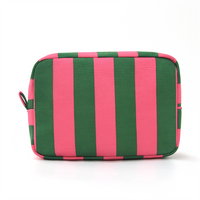 Large Capacity Travel Portable Striped Corduroy Polyester Water Resistant Cosmetic Bag Washing Bag Simple Storage