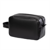 Promotional Customizable Black Leather Cosmetic Bag for Bathroom Men Shaving Kit Bag Travel Toiletry Bag
