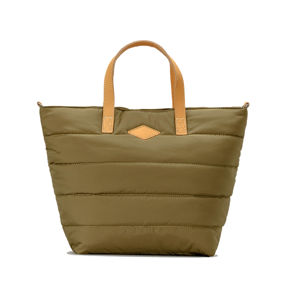 High Quality Nylon Winter Puffer Tote Bag Quilted Zipper Closure Stylish Handbag with Portable Shoulder Straps for Shopping