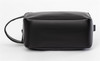 Promotional Customizable Black Leather Cosmetic Bag for Bathroom Men Shaving Kit Bag Travel Toiletry Bag