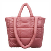 Puffer Tote Bag Large Capacity Quilted Nylon Handbag Casual Grid Pattern Women Shoulder Tote for Daily Use