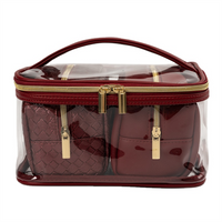 Fashion Women 3pcs Set Cosmetic Bag And Case with Custom Logo Pvc Leather Travel Make Up Bag