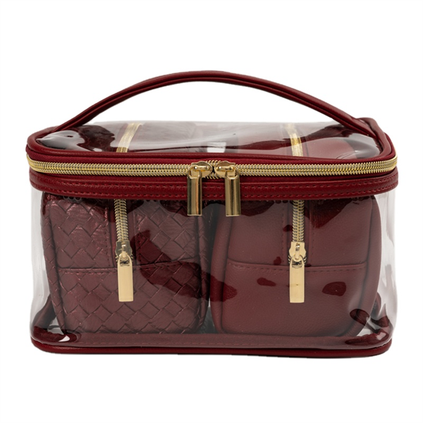 Fashion Women 3pcs Set Cosmetic Bag And Case with Custom Logo Pvc Leather Travel Make Up Bag