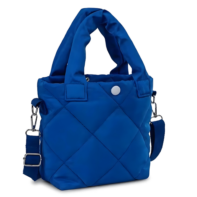 Lightweight Soft Durable Quilted Puffer Bag for Women with Button Closure Portable Nylon Shoulder Bag