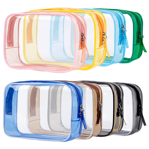 Custom Logo Clear PVC Waterproof Cosmetic Bag Transparent Toiletry Makeup Organizer Travel Wash Pouch with Zipper for Women