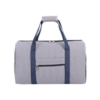 Large Capacity Oxford Fabric Classic Zipper Lightweight Portable Weekend Travel Handbag Striped Waterproof Customizable Unisex