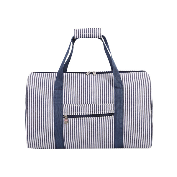 Large Capacity Oxford Fabric Classic Zipper Lightweight Portable Weekend Travel Handbag Striped Waterproof Customizable Unisex