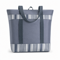 Insulated Cooler Bag Soft Sided Thermal Tote Foldable Reusable Grocery Food Carrier Travel Bag Slate Stripe