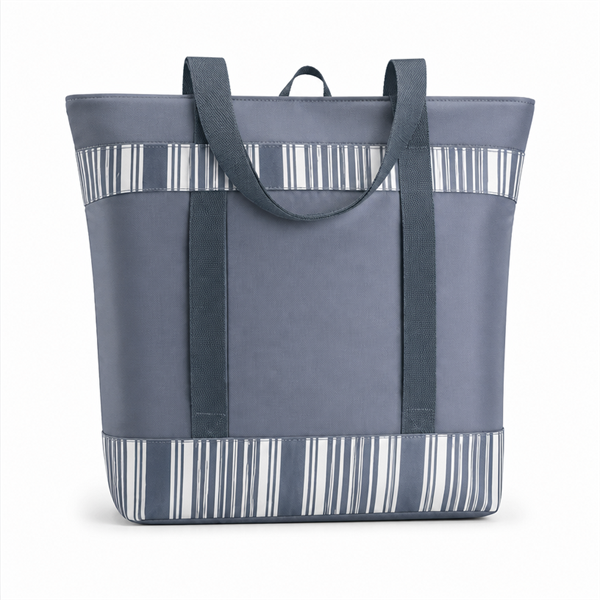 Insulated Cooler Bag Soft Sided Thermal Tote Foldable Reusable Grocery Food Carrier Travel Bag Slate Stripe