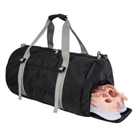 Waterproof Foldable Gym Duffle Bag with Shoe Compartment for Men and Women