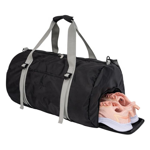 Waterproof Foldable Gym Duffle Bag with Shoe Compartment for Men and Women