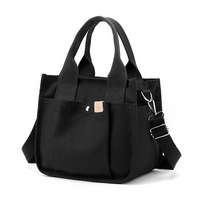 Good Appearance Portable Canvas Tote Bags with Open Closure Solid Color Handle Bag for Work Commuting and Shopping