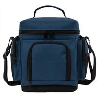 High Quality Eco-Friendly Blue Lunch Cooler Bag with Zipper Closure Portable Design Insulated Thermal Lining Shoulder Straps
