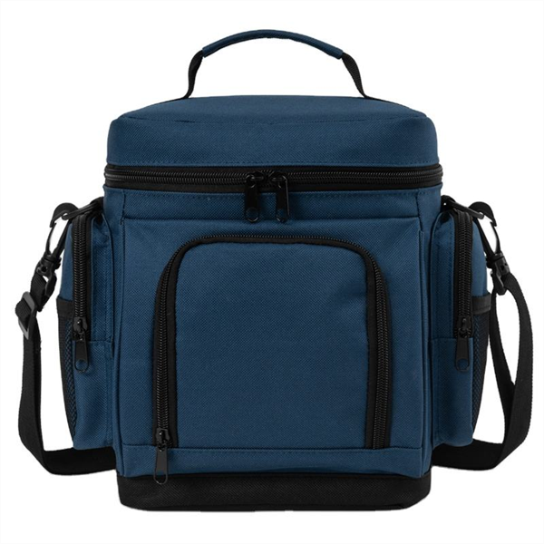 High Quality Eco-Friendly Blue Lunch Cooler Bag with Zipper Closure Portable Design Insulated Thermal Lining Shoulder Straps