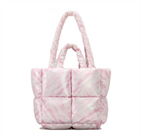 Custom Color Printed Nylon Winter Puffer Tote Bag with Zipper Closure Waterproof & Portable Handheld Design for Travel