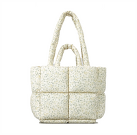 New Style Soft Velvet Winter Water Resistant Solid Color Puffer Tote Bag with Zipper Closure Stylish Handbag for Women