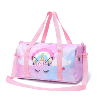Custom Print Kids Travel Duffle Bag Cartoon Mermaid Pattern Handheld Shoulder Overnight Sports Gym Bag