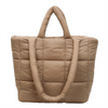 Puffer Tote Bag Large Capacity Quilted Nylon Handbag Casual Grid Pattern Women Shoulder Tote for Daily Use