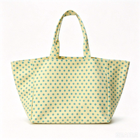 Polka Dot Canvas Tote Bag Large Capacity Color Contrast Style Single Shoulder Bag for Commuting Daily Use
