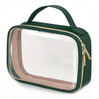 Clear Makeup Bag Transparent Cosmetic Toiletry Pouch Water Resistant with Double Zippers for Travel
