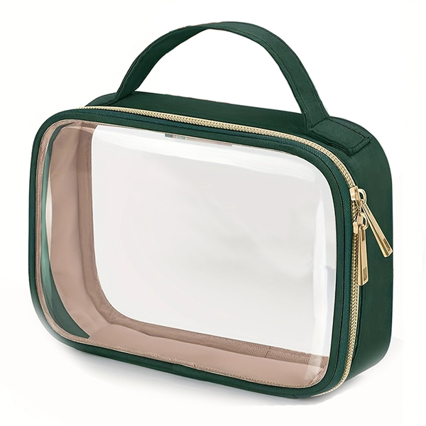 Clear Makeup Bag Transparent Cosmetic Toiletry Pouch Water Resistant with Double Zippers for Travel