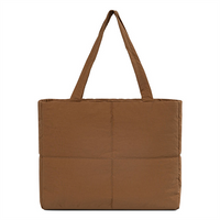 Custom Logo Solid Color Large Quilted Puffer Tote Bags Zipper Padded for Travel Daily Use