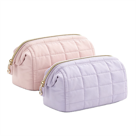 Travel Cosmetic Makeup Puffy Padded Make up Bags Women Makeup Organizer Case Wide-open Puffer Pouch for Purse