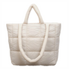 Puffer Tote Bag Large Capacity Quilted Nylon Handbag Casual Grid Pattern Women Shoulder Tote for Daily Use