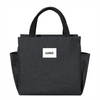 Foldable Solid Color Cationic Cooler Bag Square Handheld Insulated Lunch Bag for Office Commuting Food Storage