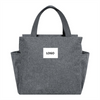 Foldable Solid Color Cationic Cooler Bag Square Handheld Insulated Lunch Bag for Office Commuting Food Storage