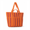 Striped Mesh Shopping Tote Bag Portable Open Shoulder Bag Multi Purpose Beach Handbag