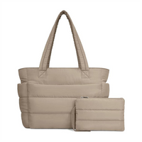Factory Personalized Quilted Soft Puffy Handbag for Women Reusable Nylon Tote Bag Compartments for Travel Work Large Beach Bag