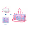 Custom Print Kids Travel Duffle Bag Cartoon Mermaid Pattern Handheld Shoulder Overnight Sports Gym Bag