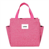 Foldable Solid Color Cationic Cooler Bag Square Handheld Insulated Lunch Bag for Office Commuting Food Storage