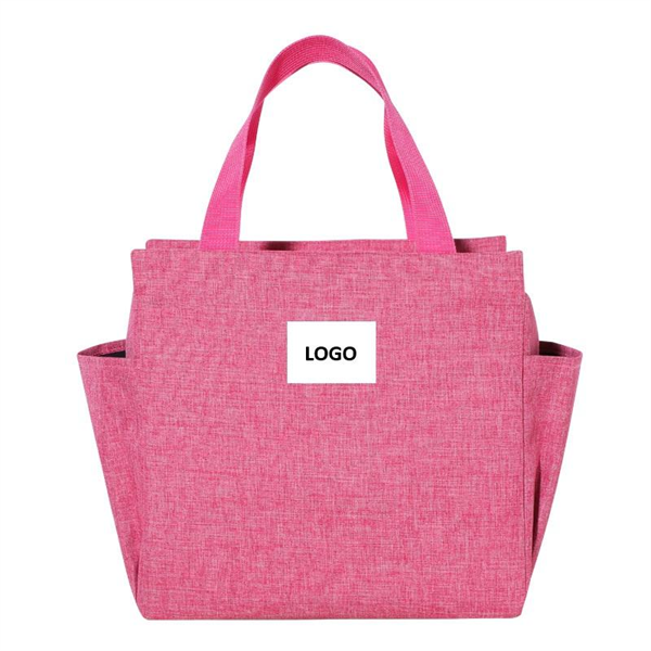 Foldable Solid Color Cationic Cooler Bag Square Handheld Insulated Lunch Bag for Office Commuting Food Storage