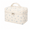 Quilted Floral Makeup Bag Large Capacity Cosmetic Organizer Travel Toiletry Case with Zipper Soft Handle