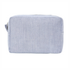 Custom Logo Wholesale Striped Printed Seersucker Fabric Travel Large Capacity Make up Beauty Cosmetic Bag