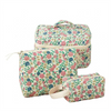 Cute Vintage Floral Quilted Zipper Large Capacity Cosmetic Bag Trendy Puffy Makeup Case for Organizer Handbag Daily Travel