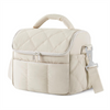 Puffy Quilted Thermal Lunch Bag, Waterproof Hand Carry Bento Cooler Bag with Detachable Shoulder Strap