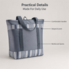 Insulated Cooler Bag Soft Sided Thermal Tote Foldable Reusable Grocery Food Carrier Travel Bag Slate Stripe