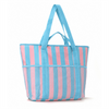 Striped Mesh Shopping Tote Bag Portable Open Shoulder Bag Multi Purpose Beach Handbag